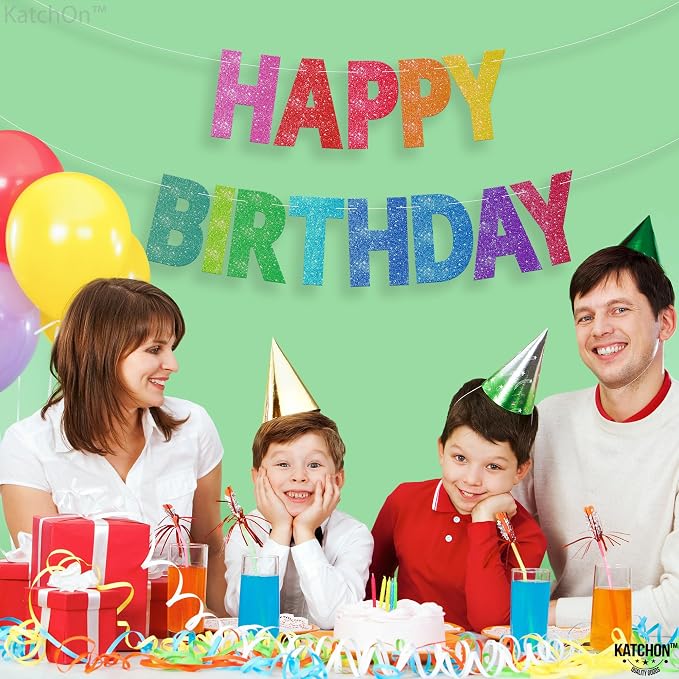 KatchOn Glitter Rainbow Happy Birthday Banner Birthday Decorations 10 Ft | - Image 8