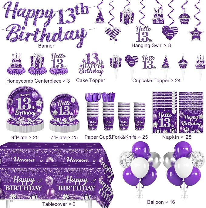 purple 13th birthday decorations - Image 2