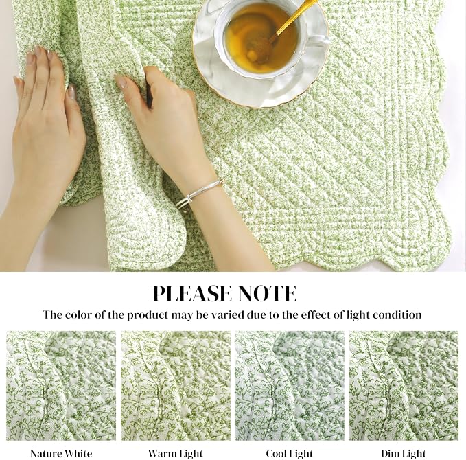 HOMBYS Quilted Placemats Set of 6 Washable-13x18 inches Rectangular Placemats - Image 5