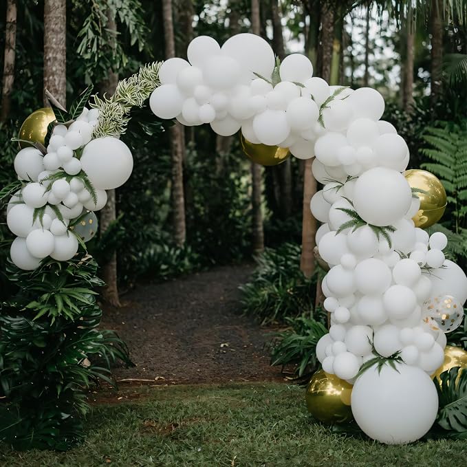 110pcs White Balloons 12 Inch White Latex Balloon Garland Arch Kit - Image 3
