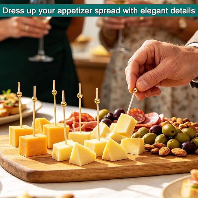 200PCS Gold Ball Cocktail Picks, Charcuterie Sticks, Wedding Party Decor - Image 6