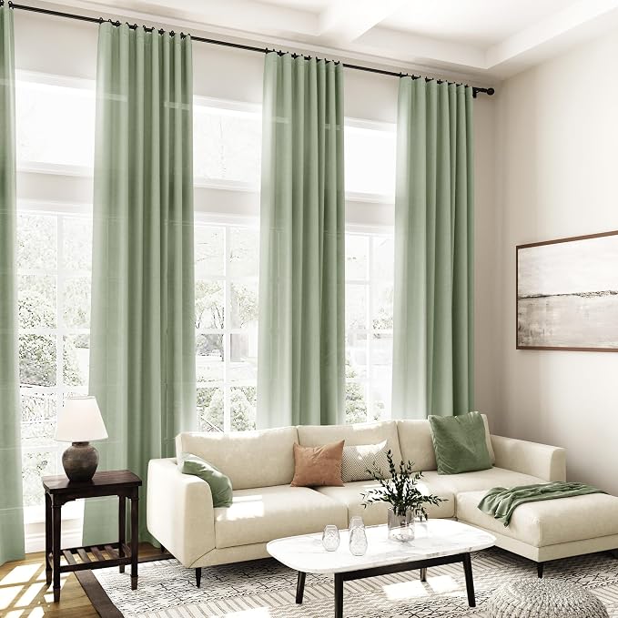 Light Sage Linen Curtains 100 Inches Long - Image 7