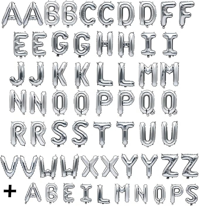 62 Pcs Silver Letter Balloons, Custom 2 Set A-Z Set - Image 2