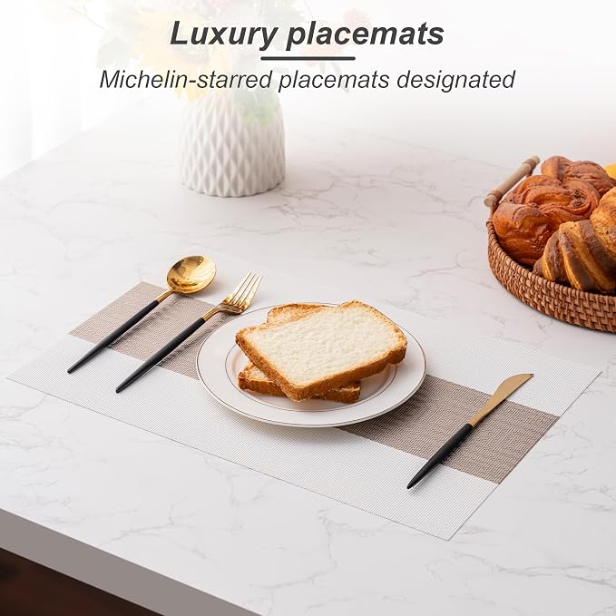 Placemats Set of 6 Washable Indoor | Outdoor Vinyl Place Mats - Image 5
