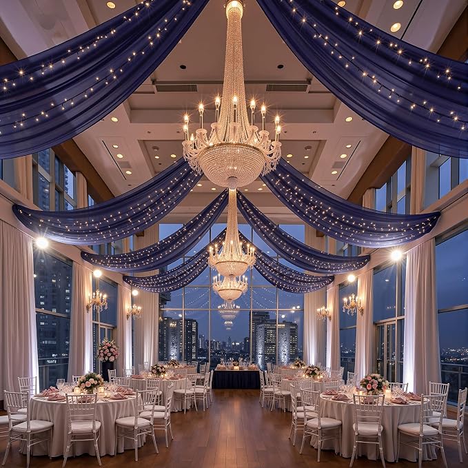 6 Panels Dark Blue Ceiling Curtains - Image 4