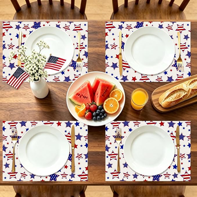 50 Pack Patriotic Disposable Paper Placemats, Star and Stripes Table Mats | - Image 5