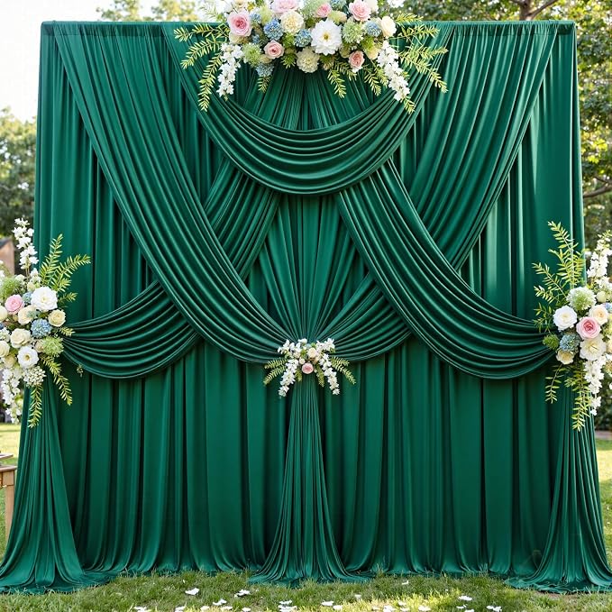 10ft×12ft Forest Green Backdrop Curtains - Image 2
