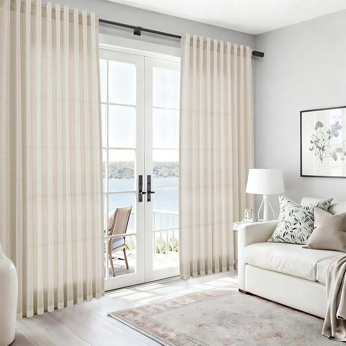 Vanilla Linen Curtains for Living Room 63 Inch Length Luxury Light Filtering - Image 6