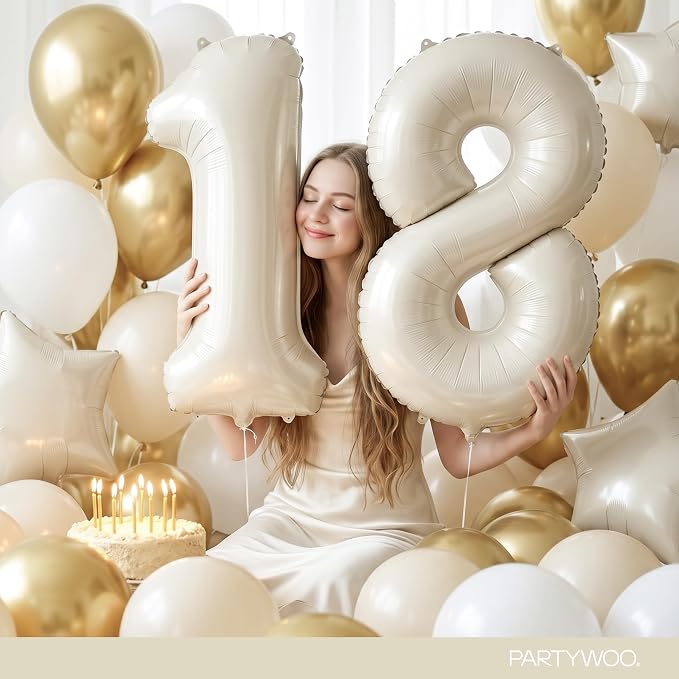PartyWoo Number Balloons 40 Inch White Number 8 Kit 25pcs - Image 8