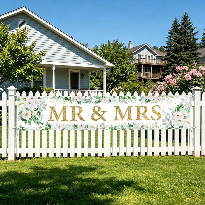 Mr And Mrs Wedding Decor Banner Decorations Party Hanging Sign | Reusable - Image 6