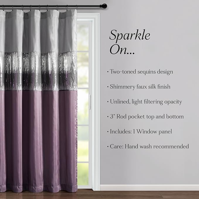 Lush Decor Night Sky Window Curtain Panel, Single 100"W x 84"L Purple & Gray - Image 6
