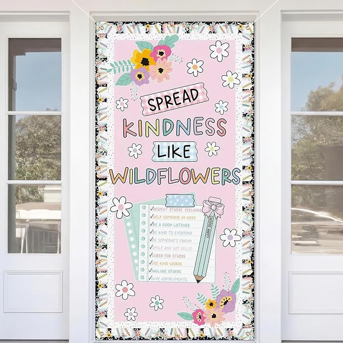 HunnmingRe Wildflower Classroom Decor Back to School Door Banner Pastel by HunnmingRe
