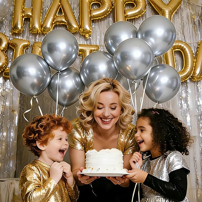 LOLStar Metallic Silver Balloons, 12 inch Latex | Birthday, Engagement - Image 8