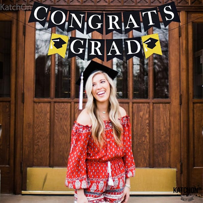 KatchOn Congrats Grad Banner Black | Felt, No DIY, Congrats Banner - Image 7