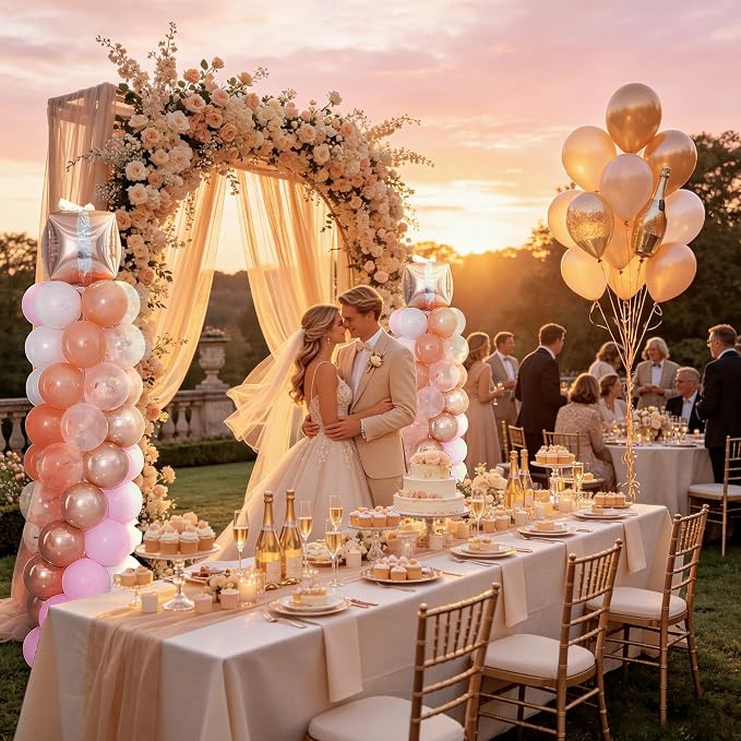 Rose Gold Balloon Column Stand Kit of 2，Pink Balloon Tower | 102Pcs Rose Gold - Image 6