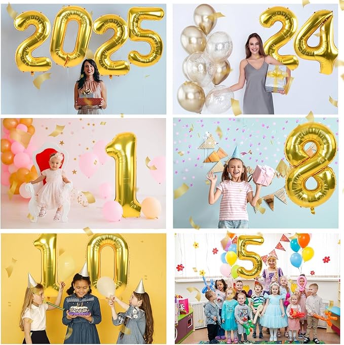 40 inch Gold Number Balloon Giant Foil Helium Balloons Gold Number 8 Balloon - Image 3