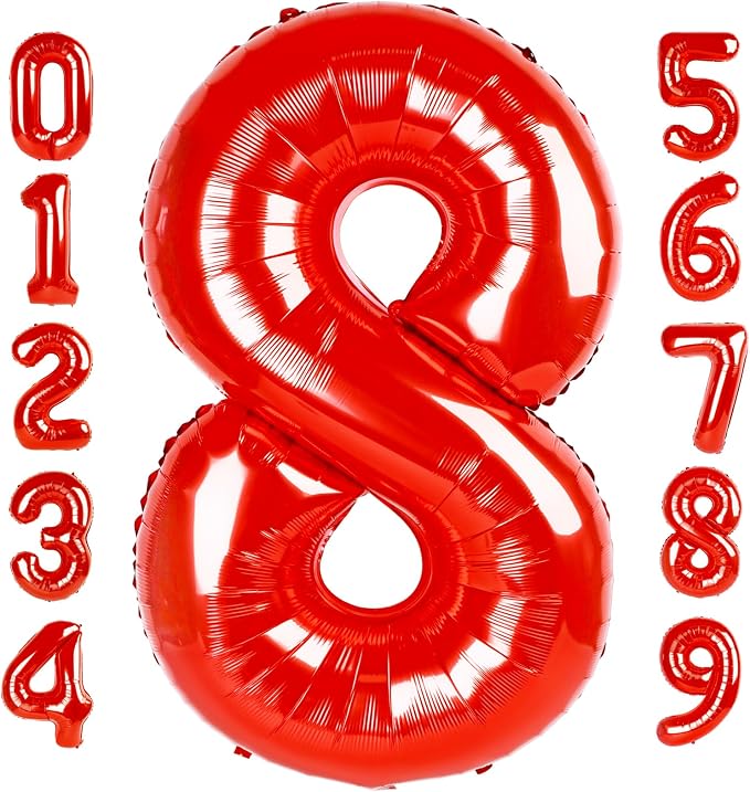 Number 8 Balloons 40 Inch Red Balloon by Mluchee