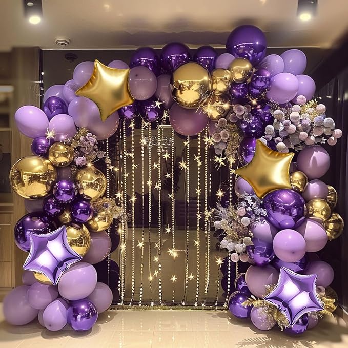 Dusty Purple and Gold Balloon Garland Arch Kit - Image 5