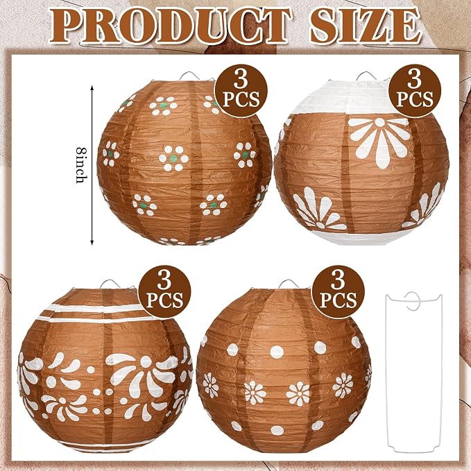 Baquler 12 Pcs Cielito Lindo Hanging Paper Lanterns Party Decorations, 8 Inch - Image 2
