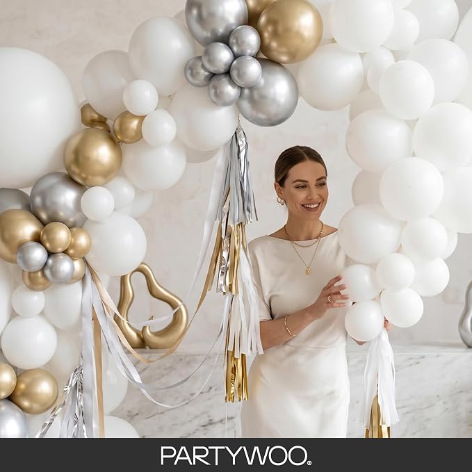 PartyWoo White Balloons 145pcs Matte White Latex Balloons Different Sizes | 18 - Image 9