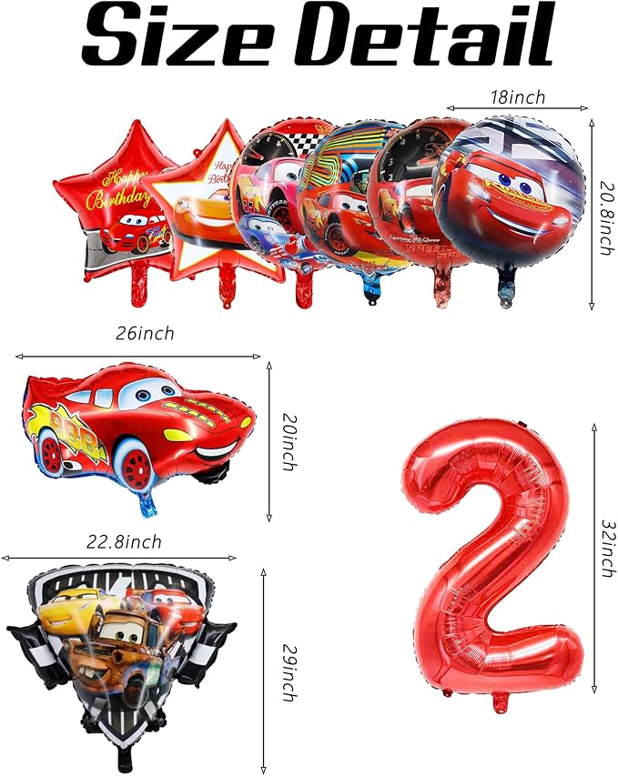 9 Pcs Car Theme Happy Birthday Decorations, Cute Cartoons Party Decorations - Image 2