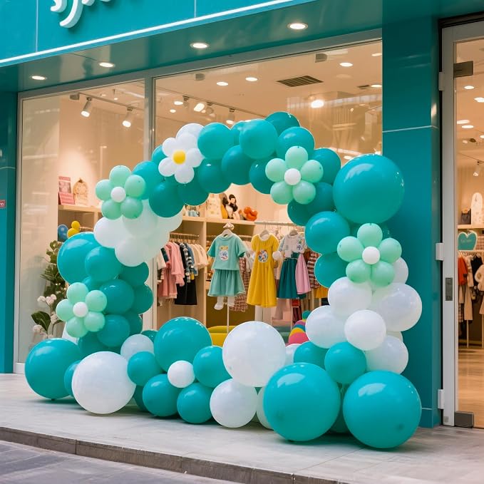 Turquoise Blue Peacock Blue Balloons 145pcs Different Sizes 5in 10in 12in 18in - Image 6