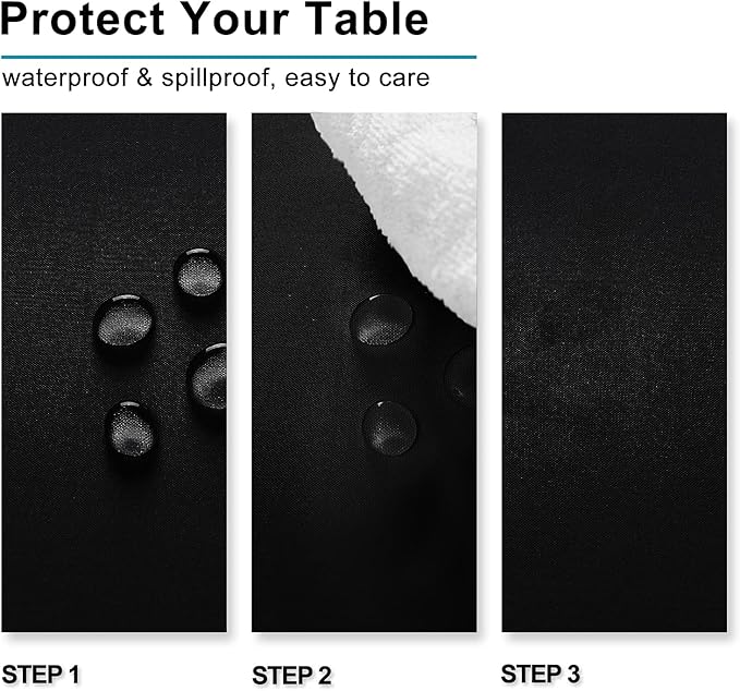 Hiasan 2 Pieces Black Tablecloth Square - Waterproof and Wrinklr Resistant Washable Polyester Fabric Table Cloth for Dining Room and Outdoor Use, 60 x 60 Inch