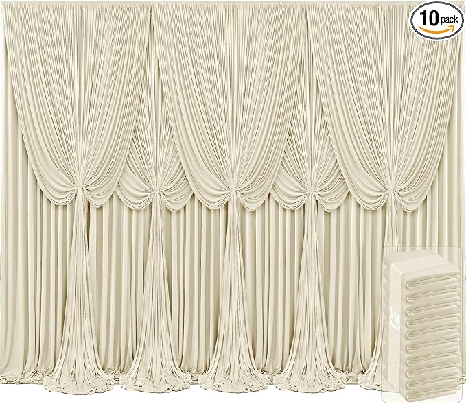 10 Panels Backdrop Curtains for Wedding Party Wrinkle Free Beige Backdrops by Tao-GePartyDecorations