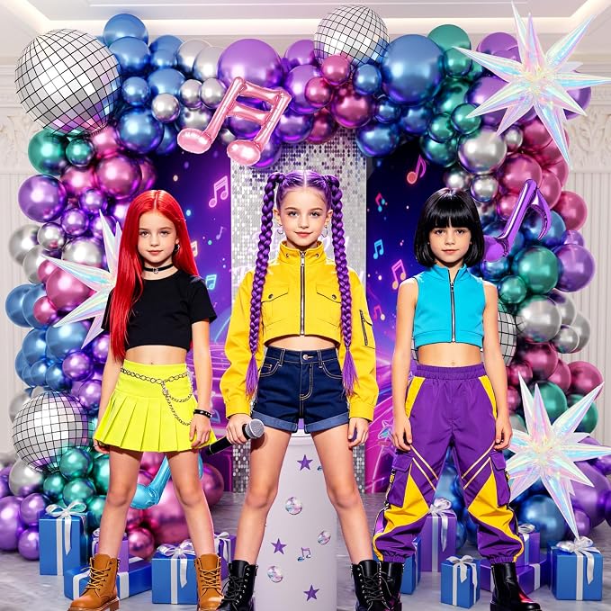 JOGAMS 180Pcs K-Pop Music Theme Balloon Arch Garland Kit | Metallic Disco - Image 5