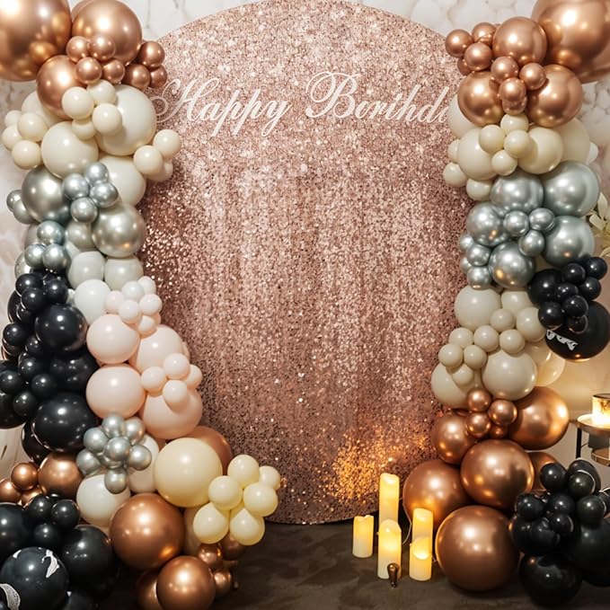 Black Rose Gold Balloons, Metallic Pearl Matte Confetti Balloon - Image 4