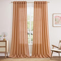 Peach Quartz Curtains 90 Inches Long 2 Panel Set Back Tab Rod Pocket Linen by Nanspring