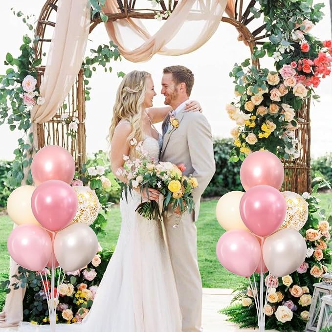 4 Sets Pearl Pink Sand White Balloons Stand - Image 5
