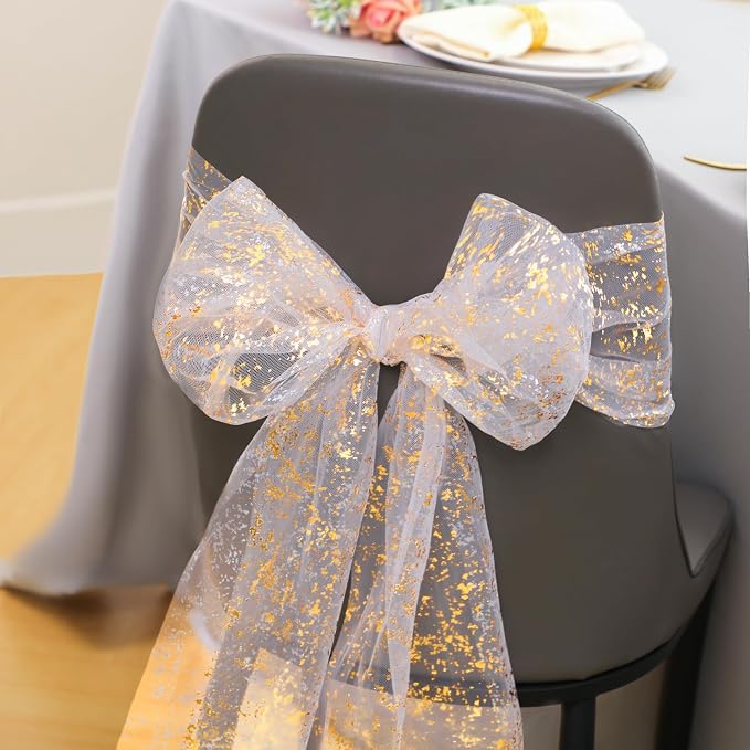 Snowkingdom 2 Pcs Gold Table Runner Roll, Sheer Gauze Chiffon Tulle Fabric - Image 7