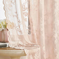 SEEKRIGHT Peach Lace Curtains 72 Inch Length 2 Panels Blush Pink Floral Sheer by SEEKRIGHTHomeDecor