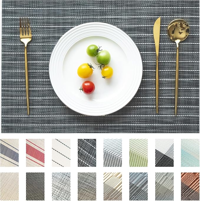 Placemats Set of 8 Vinyl/Plastic Woven Place Mats by Unknown