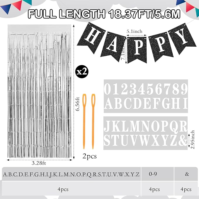 Mooliwe 173 Pcs DIY Custom Banner Foil Curtain Kit, 20 Paper Pennant, 148 - Image 2
