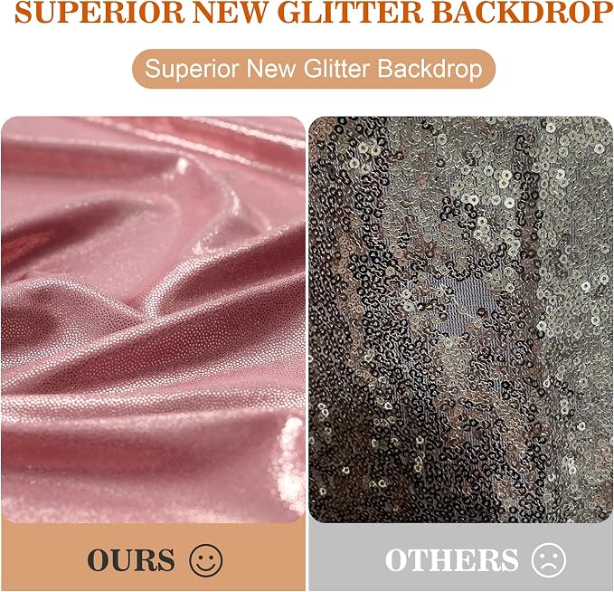 10x10ft Thick Rose Gold Glitter Backdrop Curtain Panels - Image 6