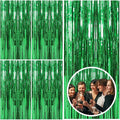 5 Pack Green Streamers Backdrop Jungle Party Decorations Foil Fringe Backdrop by BOMSI