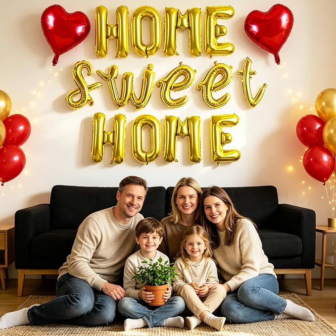 TONIFUL Gold 16 Inch Home Sweet Home Letter Balloon Set - Image 3
