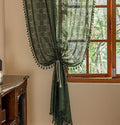 YJ YANJUN Boho Lace Curtains, Dark Green, 2 Panels | Vintage Floral Crochet by YJYANJUN