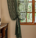 YJ YANJUN Boho Lace Curtains, Dark Green, 2 Panels | Vintage Floral Crochet by YJYANJUN