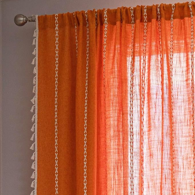 Sutuo Home Orange Boho Curtains - Image 6