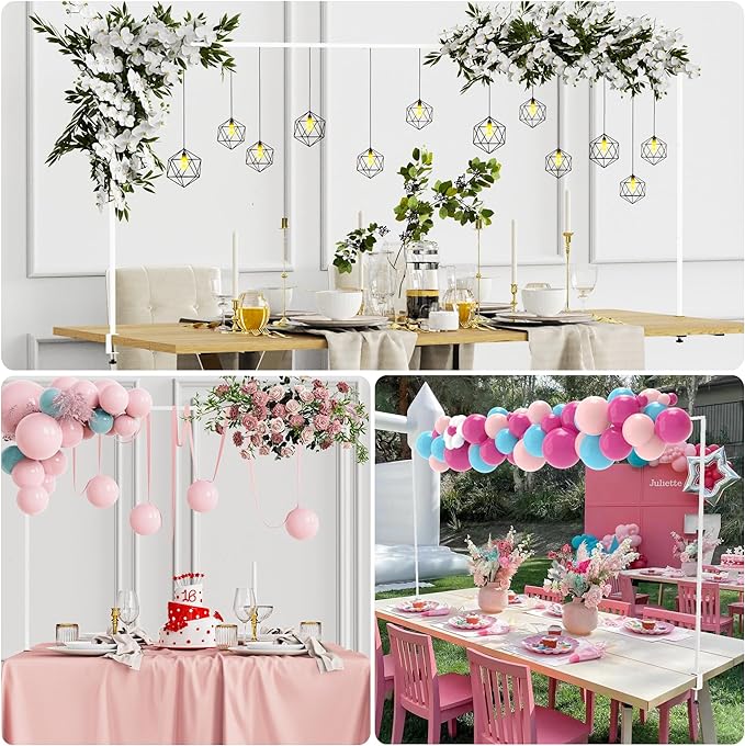 Over The Table Rod Stand with Clamps White Table Arch Banner Stand | Adjustable - Image 6