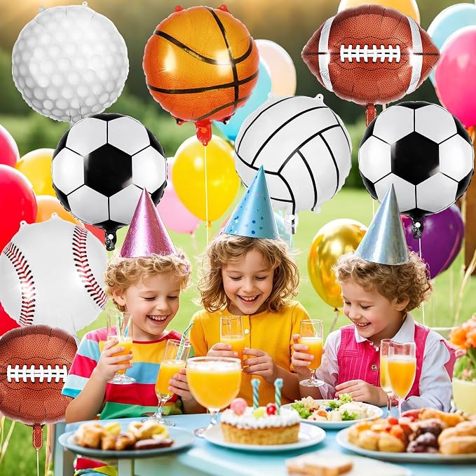 24 Pcs Sports Foil Balloon Set, 18 Inch Football Basketball Baseball Volleyball - Image 4