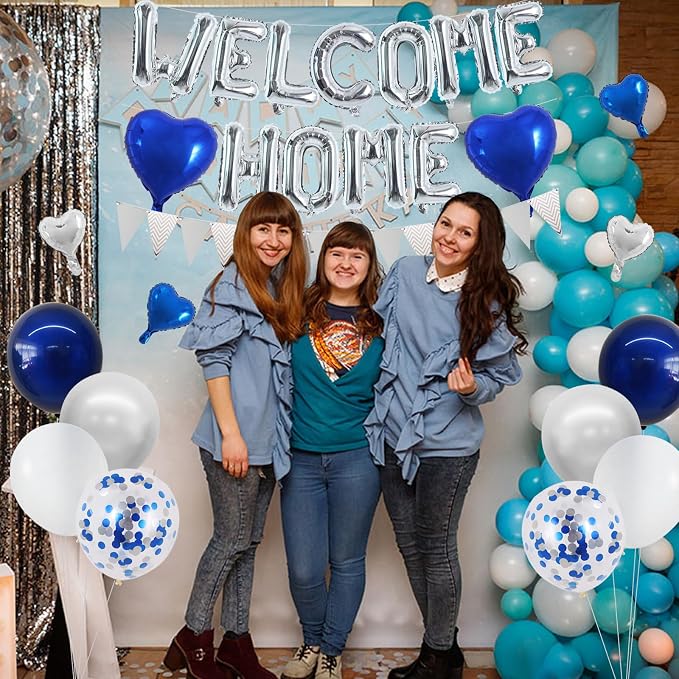 TONIFUL 16 Inch Silver Welcome Home Foil Letter Balloons Banner Decor Kit | - Image 6