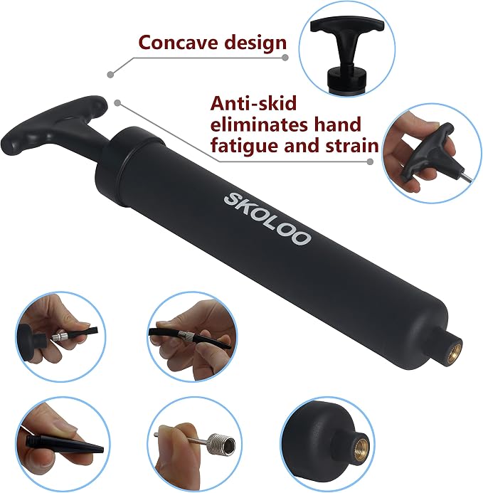 SKOLOO 10" Portable Hand Air Ball Pump Inflator Kit - Image 2