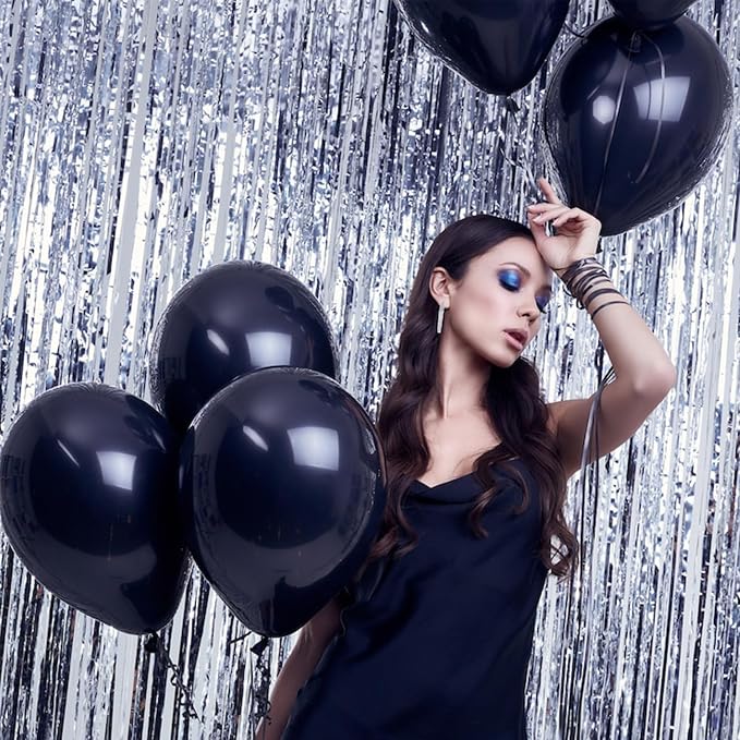 Black Balloons Party Decorations 100 Pack 12 inch Round Halloween Latex Balloons - Image 7