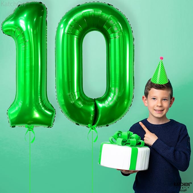 KatchOn Dark Green 10 Balloon Number 40 Inch, 10th Birthday Decorations | Dark - Image 6