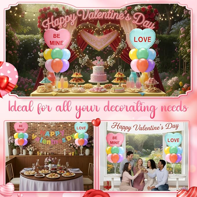 Seematn 2 Set Valentines Day Table Centerpiece Candy Pastel Heart Balloon Stand - Image 5