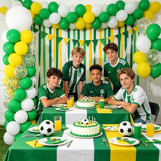 Green Yellow Balloon Column Stand Kit of 2 | 102Pcs Green Yellow White Balloons - Image 2